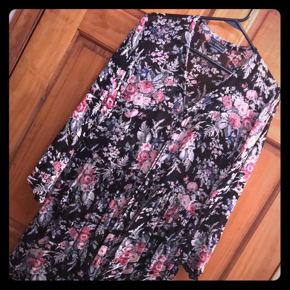 Sheer Floral LS Maxi